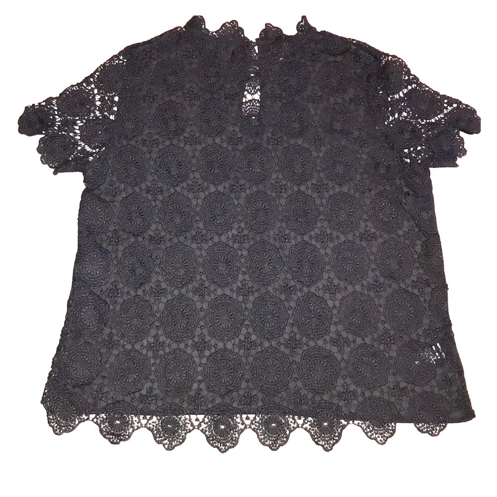 Crochet & Sheer Black Blouse